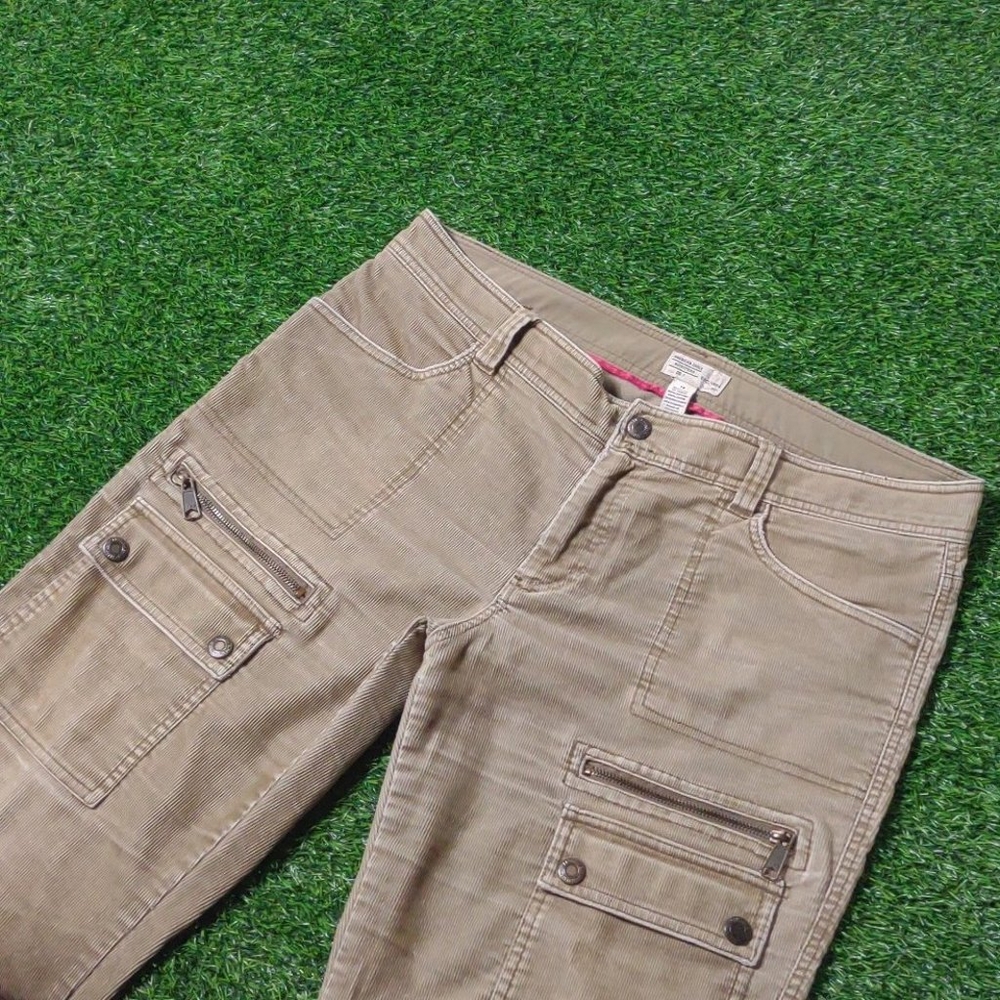 VINTAGE Y2K CORDUROY FLARE JEANS AMERICAN EAGLE SIZE 14 ZIPPER POCKETS 2000S VTG